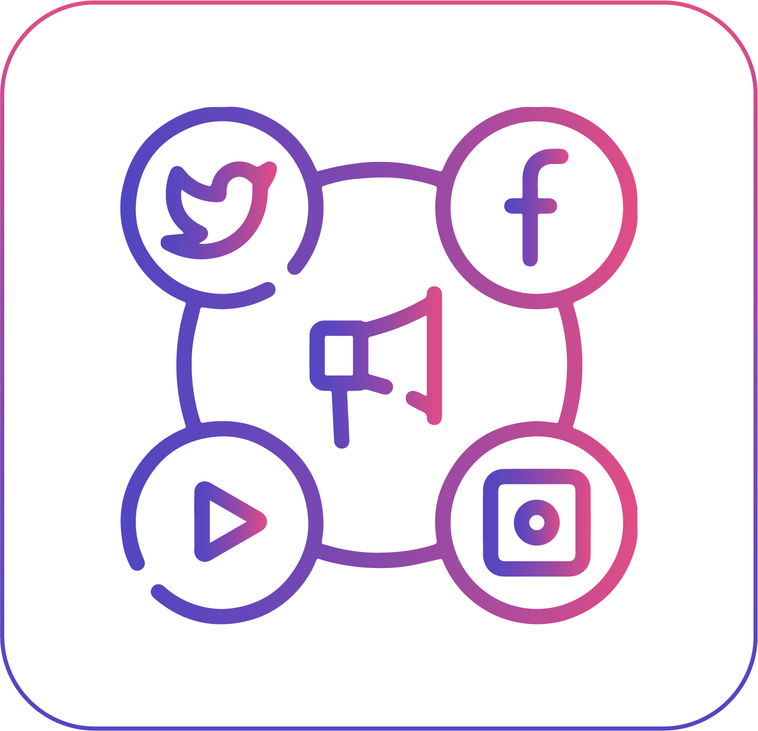 icona che rappresenta le icone dei social network, facebook, instagram, twitter, youtube